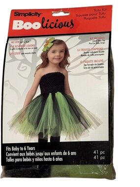 Simplicity Kids Black and Lime Green No-Sew Tutu Kit